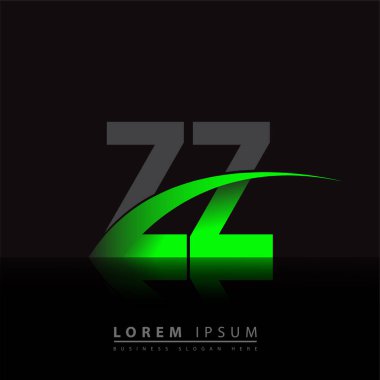 İlk harf ZZ logotype şirket adı yeşil ve siyah swoosh tasarımı. iş ve şirket kimliği için vektör logosu.