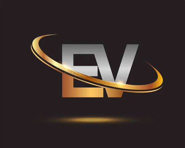 Letra Inicial Logotipo Nome Empresa Colorido Design Swoosh Ouro Prata — Vetor de Stock