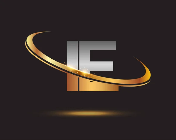 Lettre Initiale Logotype Nom Entreprise Couleur Argent Swoosh Design Isolé — Image vectorielle