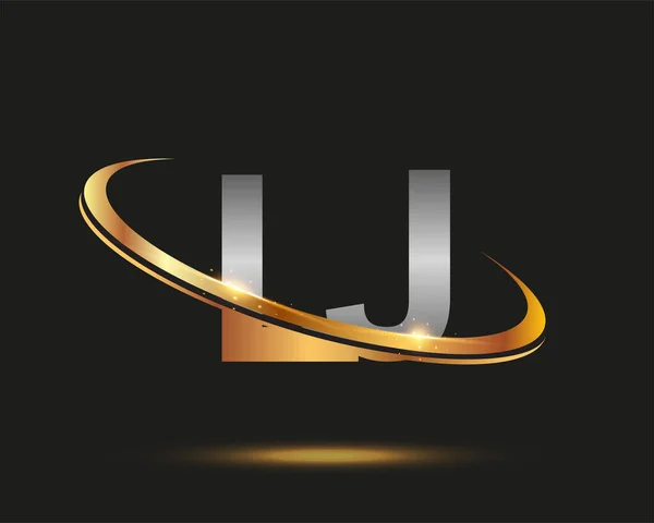 Початкова Літера Logotype Назва Компанії Кольоровий Золотий Срібний Флеш Дизайн — стоковий вектор