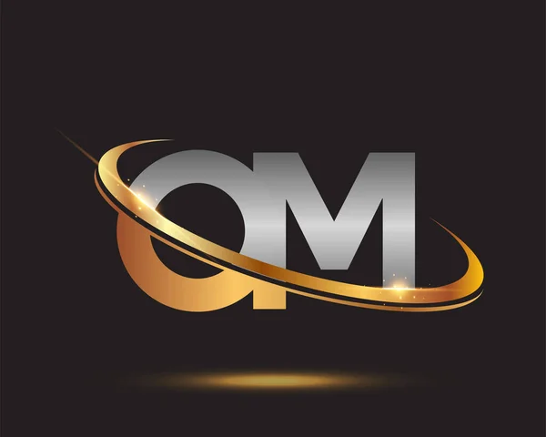 Carta Inicial Logotipo Nome Empresa Colorido Design Swoosh Ouro Prata — Vetor de Stock