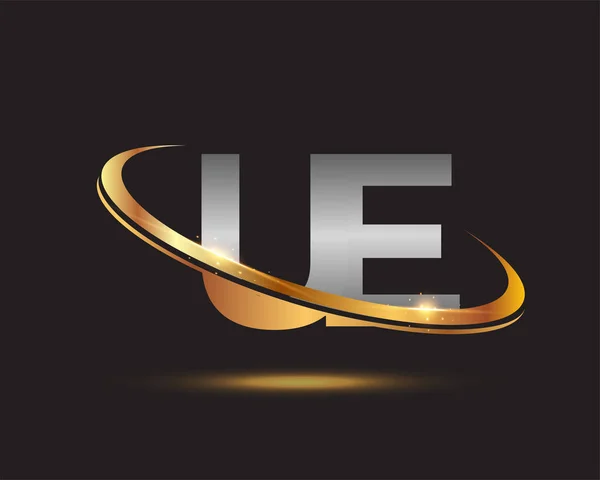 Lettre Initiale Logotype Nom Entreprise Couleur Argent Swoosh Design Isolé — Image vectorielle