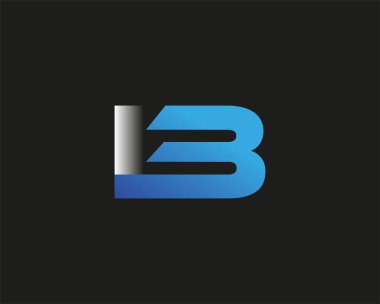 İlk harf IB logotype şirketi adı mavi ve gümüş rengi. Siyah arkaplanda izole.