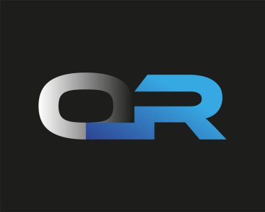 İlk harf ya da logotype şirketi adı mavi ve gümüş rengi desenli. Siyah arkaplanda izole.