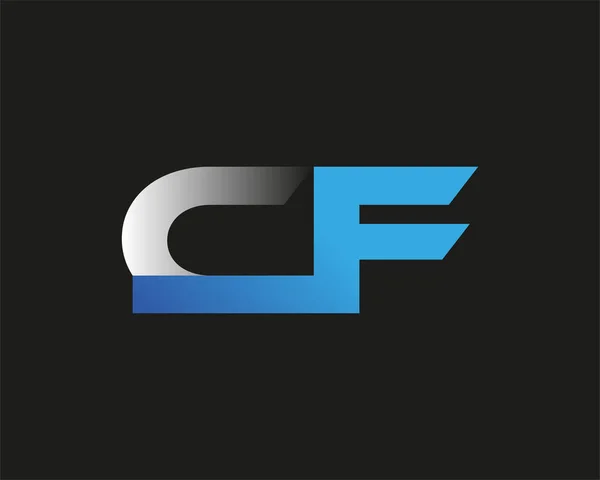 Anfangsbuchstabe Logo Firmenname Farbig Blau Und Silber Swoosh Design Isoliert — Stockvektor