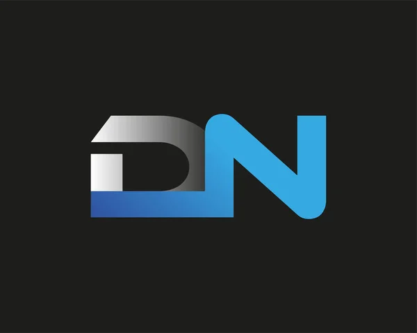 Kezdőbetű Logotípus Cég Neve Színes Kék Ezüst Swoosh Design Elszigetelt — Stock Vector