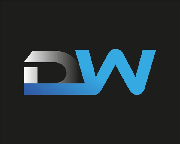 Počáteční Písmeno Logotyp Název Společnosti Barevný Modrý Stříbrný Swoosh Design — Stockový vektor