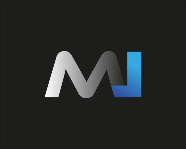 Počáteční Písmeno Logotyp Název Společnosti Barevné Modré Stříbrné Swoosh Design — Stockový vektor