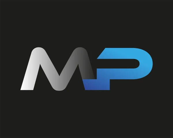 Letra Inicial Logotipo Nombre Empresa Color Azul Plata Swoosh Diseño — Vector de stock