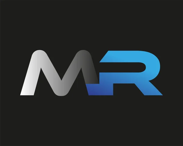 Letra Inicial Del Logotipo Nombre Empresa Color Azul Plata Swoosh — Vector de stock