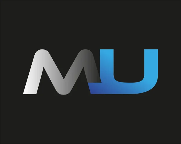 Lettre Initiale Logo Nom Entreprise Couleur Bleu Argent Swoosh Design — Image vectorielle