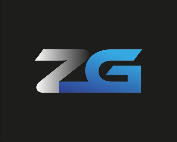 initial letter ZG logotype company name colored blue and silver swoosh design. isolated on black background.