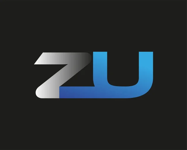 Начальная Буква Логотип Компании Название Цветной Синий Серебристый Swoosh Дизайн — стоковое фото