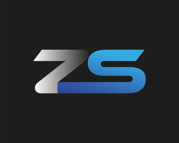 Beginletter Logotype Bedrijfsnaam Gekleurd Blauw Zilver Swoosh Ontwerp Geïsoleerd Zwarte — Stockfoto