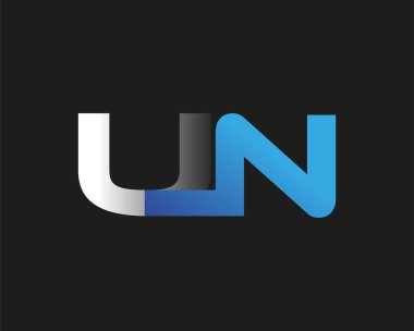 BM logoti şirketinin ilk harfi mavi ve gümüş renkli desenli. Siyah arkaplanda izole.