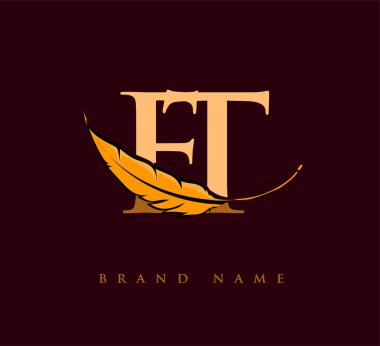 FT 'nin ilk harfi Feather Company Name, Basit ve Temiz Tasarım. İş ve Şirket İçin Vektör Logosu