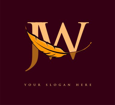 Üzerinde Tüy Şirketi Adı, Basit ve Temiz Tasarım yazan ilk harf JW logosu. İş ve Şirket İçin Vektör Logosu