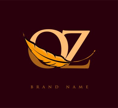 İlk harf OZ logosu Tüy Şirketi Adı, Basit ve Temiz Tasarım. İş ve Şirket İçin Vektör Logosu
