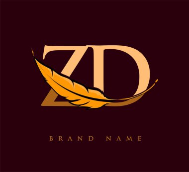 İlk harf ZD logosu Tüy Şirketi Adı, Basit ve Temiz Tasarım. İş ve Şirket İçin Vektör Logosu