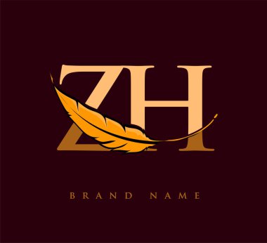 İlk harf ZH logosu Tüy Şirketi Adı, Basit ve Temiz Tasarım. İş ve Şirket İçin Vektör Logosu