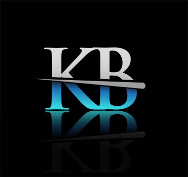 İlk harf KB. Renkli mavi ve gümüş rengi Swoosh tasarımı. iş ve şirket için vektör logosu