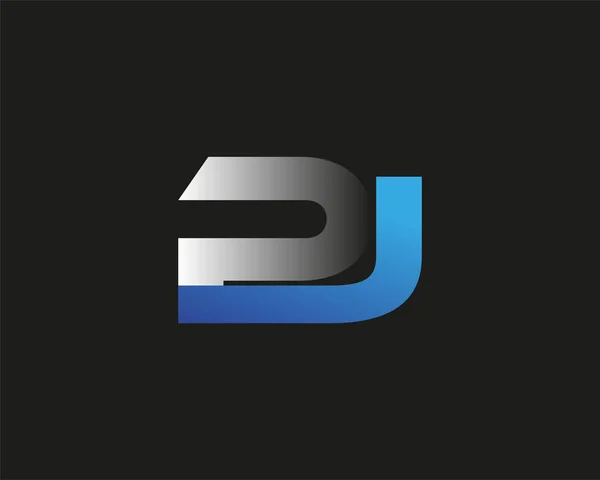Beginletter Logotype Bedrijfsnaam Gekleurd Blauw Zilver Swoosh Ontwerp Geïsoleerd Zwarte — Stockvector