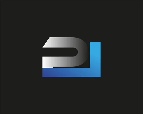 Начальная Буква Логотип Компании Название Цветной Синий Серебристый Swoosh Дизайн — стоковый вектор