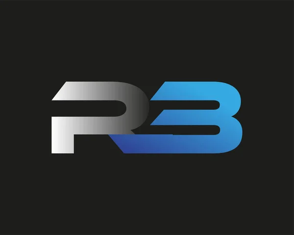 Beginletter Logotype Bedrijfsnaam Gekleurd Blauw Zilver Swoosh Ontwerp Geïsoleerd Zwarte — Stockvector