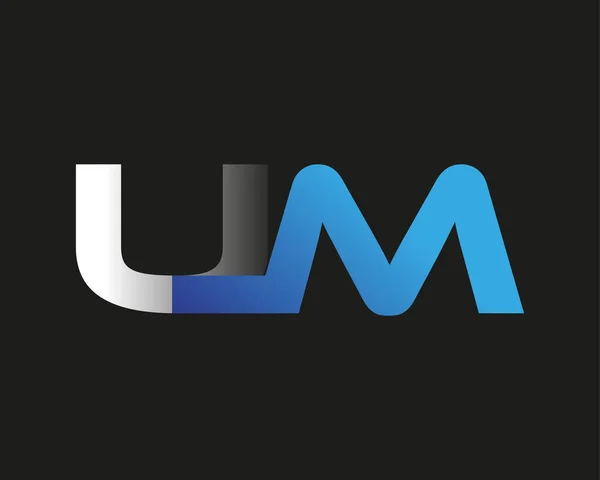 Początkowa Litera Logotyp Nazwa Firmy Kolorowy Niebieski Srebrny Projekt Swoosh — Wektor stockowy