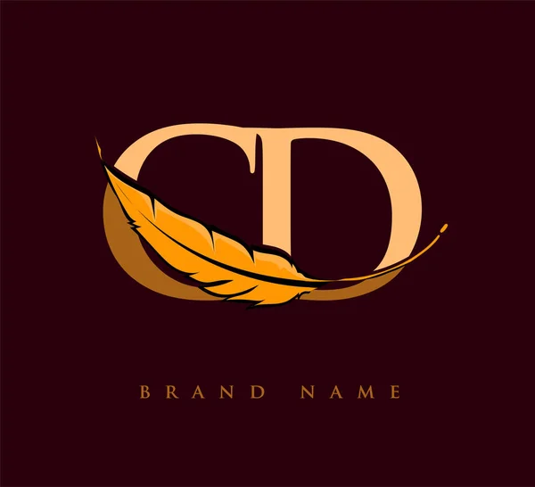 Первоначальный Логотип Компакт Диска Названием Компании Feather Простой Чистый Дизайн — стоковый вектор