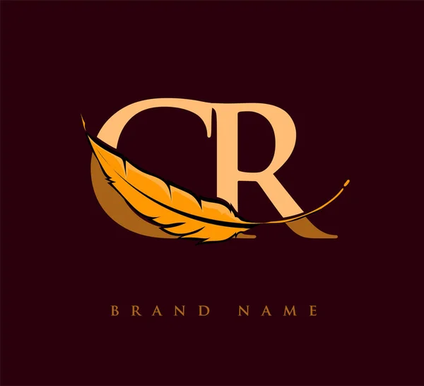 Harf Logosu Üzerinde Feather Company Name Basit Temiz Tasarım Şirket — Stok Vektör