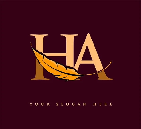 Logotipo Inicial Letra Com Nome Empresa Penas Design Simples Limpo —  Vetores de Stock