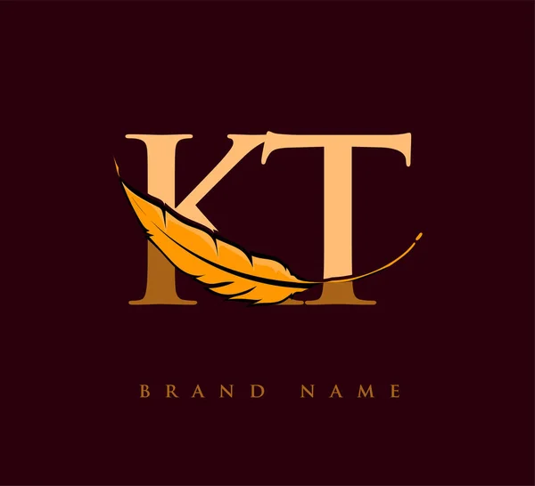 Logotipo Inicial Letra Com Nome Empresa Penas Design Simples Limpo — Vetor de Stock