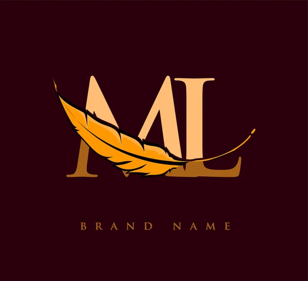 Logotipo Carta Inicial Com Nome Empresa Penas Design Simples Limpo —  Vetores de Stock