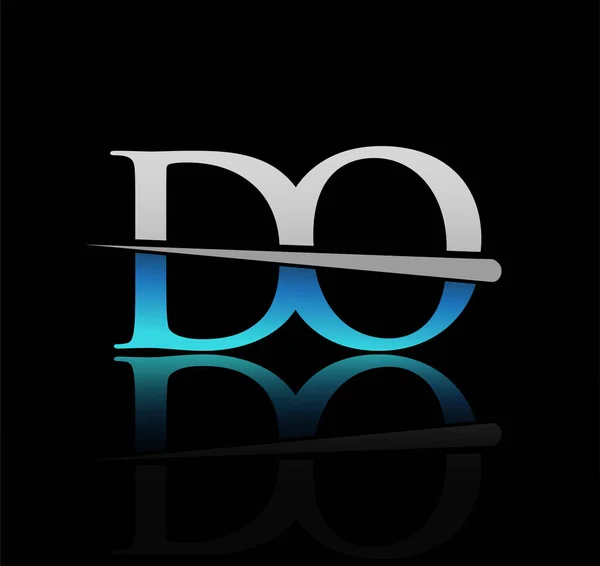 Logotipo Inicial Letra Nome Empresa Colorido Design Swoosh Azul Prata — Vetor de Stock