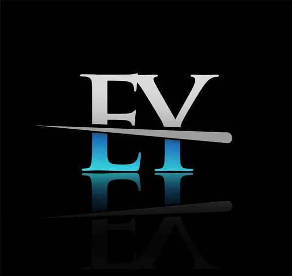Logotipo Inicial Letra Nombre Empresa Color Azul Plata Swoosh Diseño — Archivo Imágenes Vectoriales