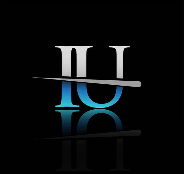 Αρχικό Γράμμα Λογότυπου Όνομα Εταιρείας Χρωματισμένο Μπλε Και Ασημί Swoosh — Διανυσματικό Αρχείο