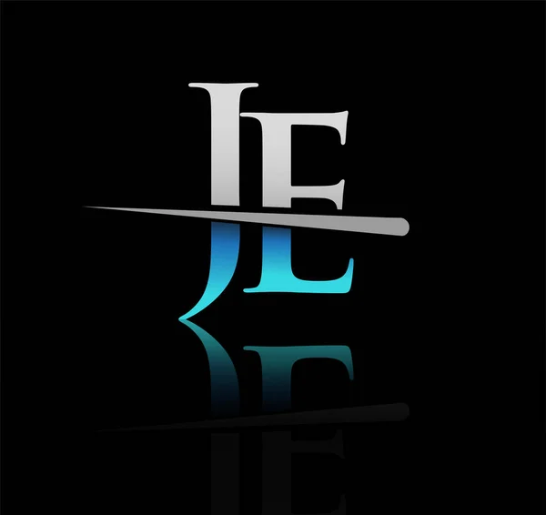 Logo Initial Lettre Nom Entreprise Coloré Bleu Argent Swoosh Design — Image vectorielle