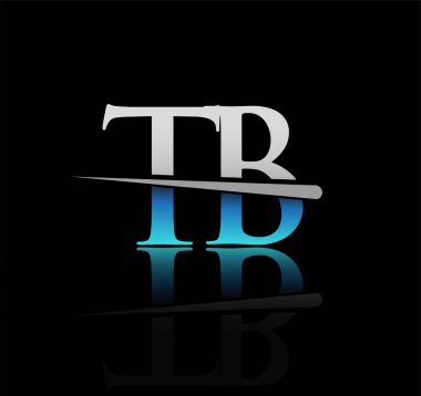 İlk logotype harfli tüberküloz şirketi adı mavi ve gümüş rengi. iş ve şirket için vektör logosu