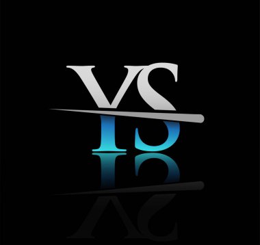 İlk logotype YS şirketi adı mavi ve gümüş rengi Swoosh tasarımı. iş ve şirket için vektör logosu
