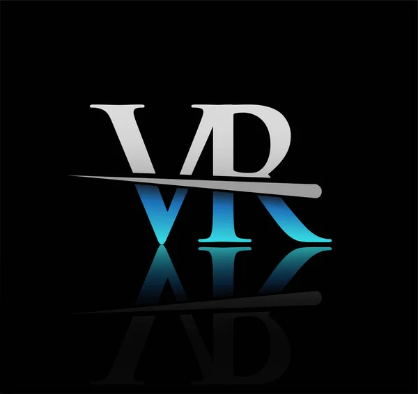 Logo Initial Lettre Entreprise Nom Coloré Bleu Argent Swoosh Design — Image vectorielle