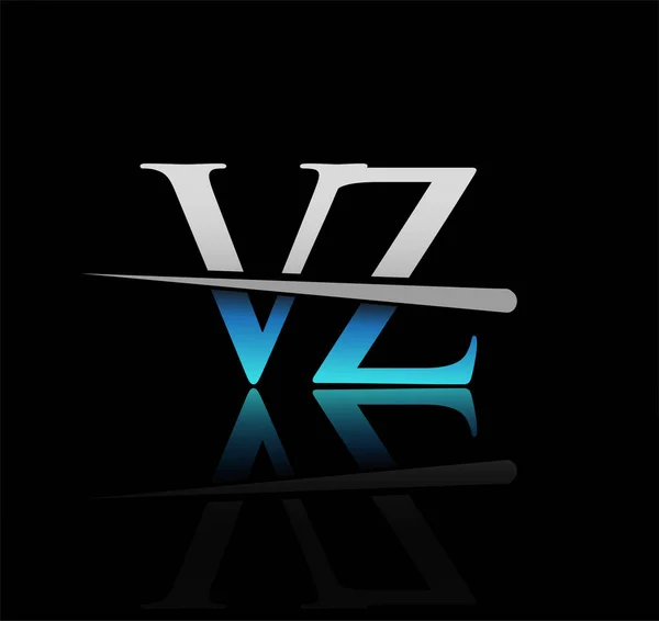 Eredeti Logotípus Betű Cég Neve Színes Kék Ezüst Swoosh Design — Stock Vector