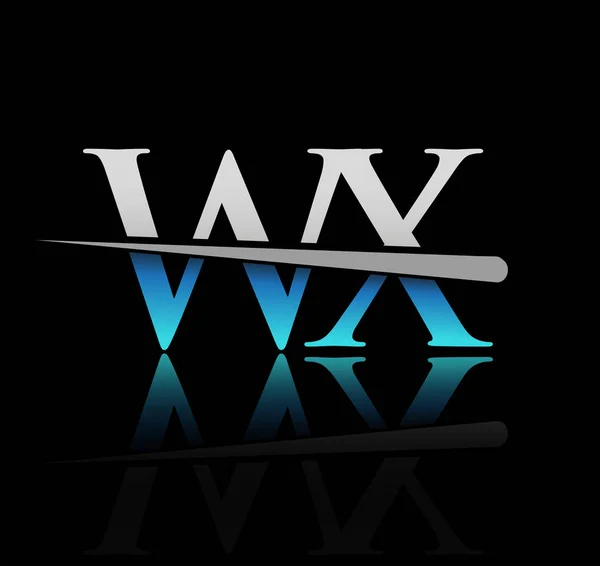 Eredeti Logotípus Betű Cég Neve Színes Kék Ezüst Swoosh Design — Stock Vector