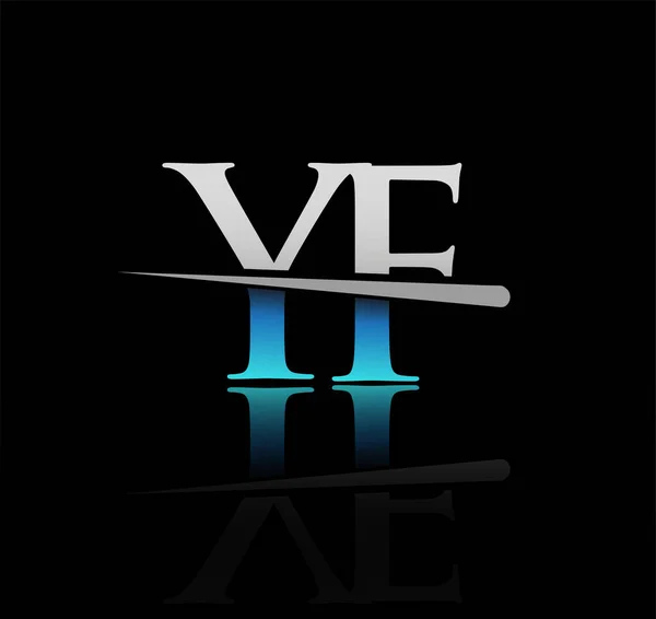 Eredeti Logotípus Levél Cég Neve Színes Kék Ezüst Swoosh Design — Stock Vector