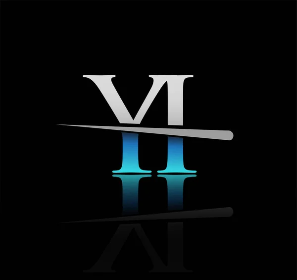 Eredeti Logotípus Levél Cég Neve Színes Kék Ezüst Swoosh Design — Stock Vector