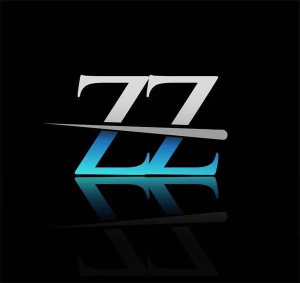最初的标识字母Zz公司的名称是彩色蓝色和银色的Swoosh设计 企业和公司的矢量标识 — 图库矢量图片