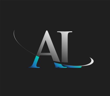 AL ilk logo şirketinin adı mavi ve beyaz renkli, koyu arkaplanda izole edilmiş. iş ve şirket kimliği için vektör logosu.