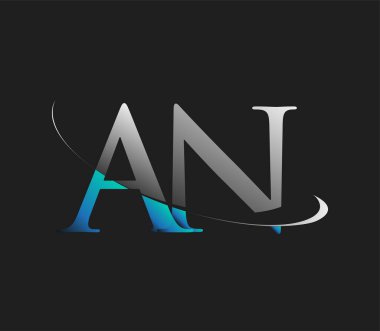 Bir ilk logo şirketi adı mavi ve beyaz renkli, koyu arkaplanda izole edilmiş. iş ve şirket kimliği için vektör logosu.