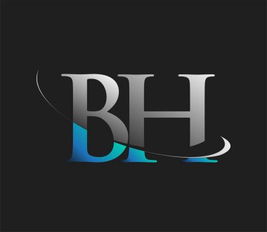 BH 'nin ilk logo şirketi lakabı mavi-beyaz Swoosh tasarımı, koyu arka planda izole edilmiş. iş ve şirket kimliği için vektör logosu.