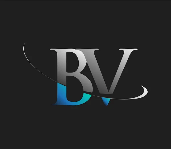 Nome Empresa Logotipo Inicial Colorido Design Swoosh Azul Branco Isolado — Vetor de Stock